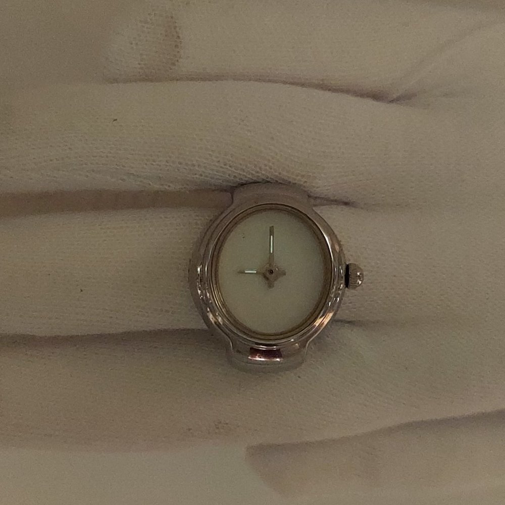 Vintage (MOP dial) (Glow hands) ring watch silver tone by migi (Unsigned) works